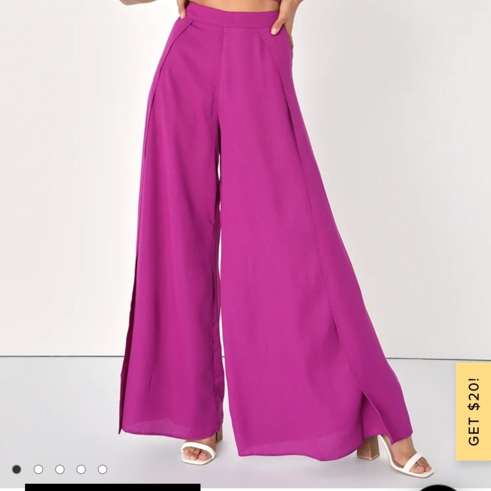 Lulu's Out Tonight magenta slit leg pants